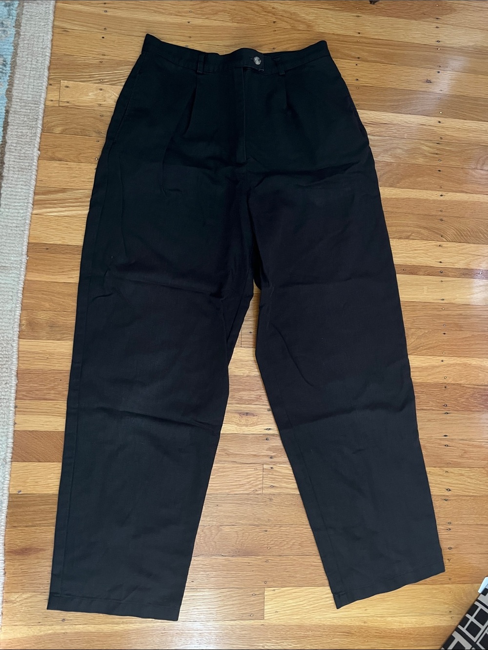 Vintage High Waist Pleated Trousers cotton / linen